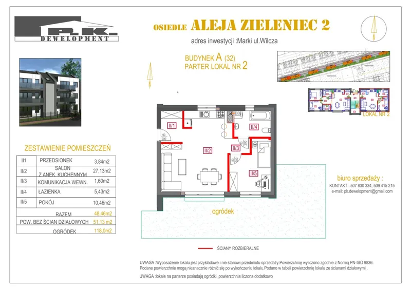 Lokal A2 — parter, 2 pokoje, ogródek 118 m²